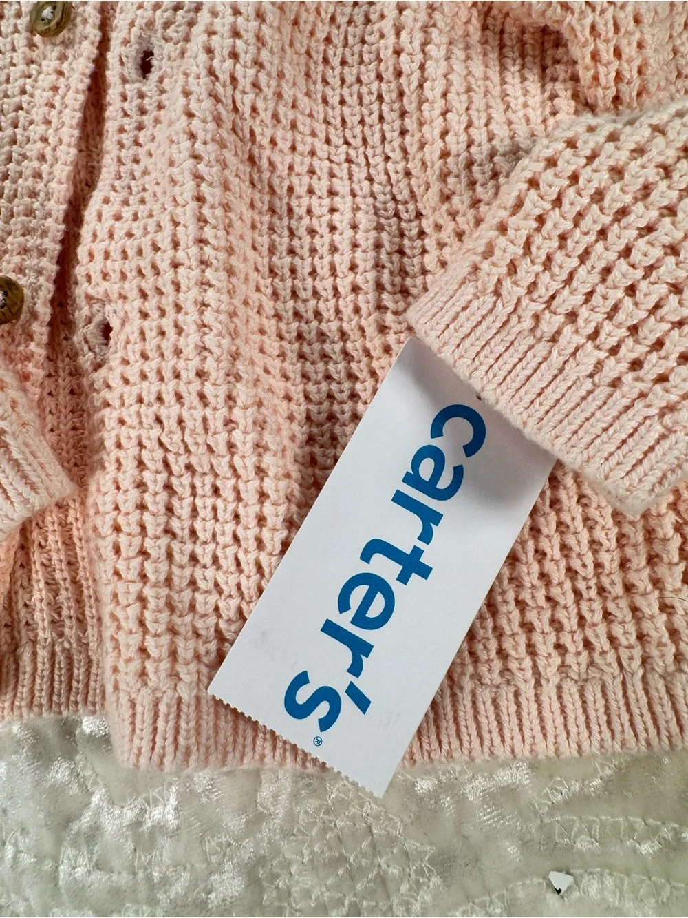 NWT Carters Baby Hooded Knit Cardigan in Soft Pink